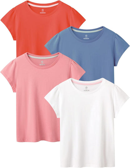LAPASA Kids T-Shirts Short Sleeve (4 Pack) 100% Cotton Plain Top Tees Boy & Girl Unisex Toddler
