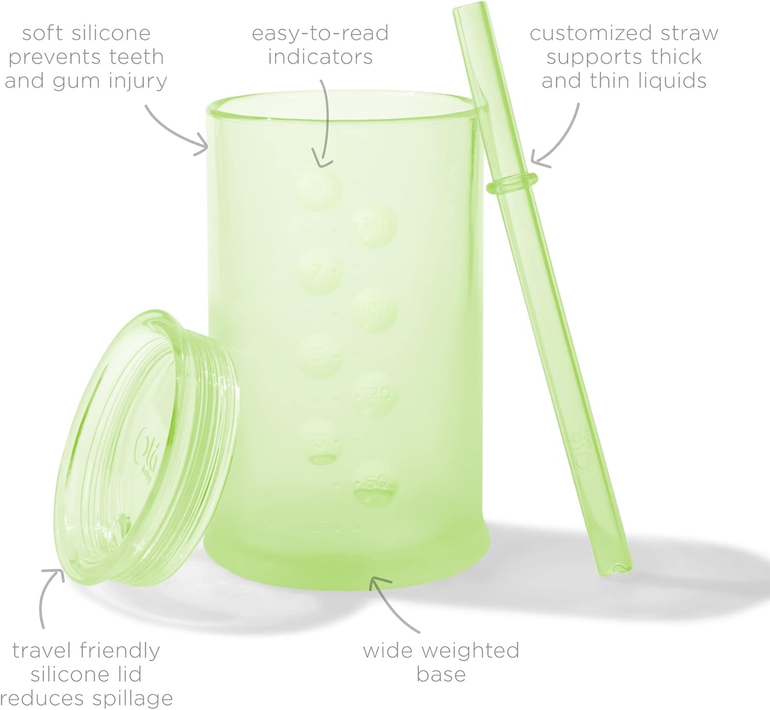 Olababy Clear View Silicone Training Cup with Straw Lid | Toddler Sippy Trainer 12mo+ | Unbreakable