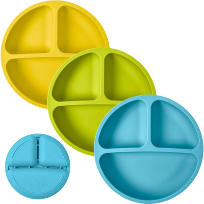 WeeSprout Silicone Plates for Babies & Toddlers (3 Pack) 100% Food-Grade Dishes for Self Feeding