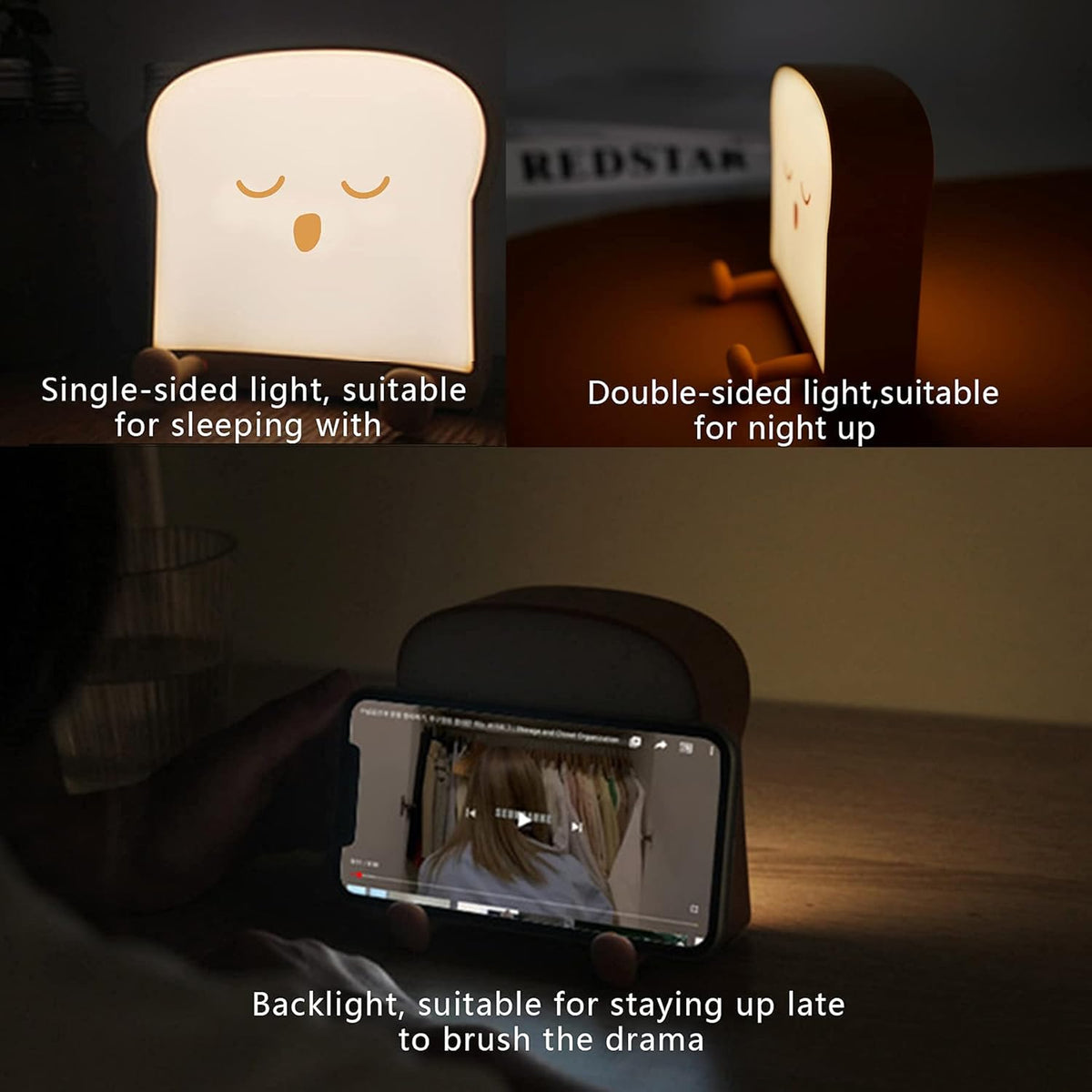 QANYI Cool Toast Bread Night Lamp, Desk Lamp Gifts for Women, Teen Girls & Adults - Men's Christmas