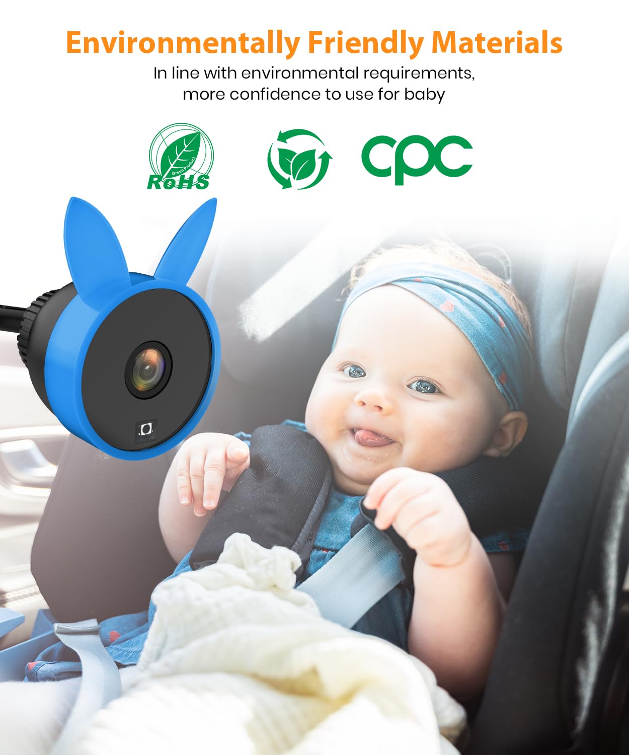 BV2 USB Car Camera for Baby : 4.5" Car Seat Camera with 1080P Crystal Clear Mirror View, Easy