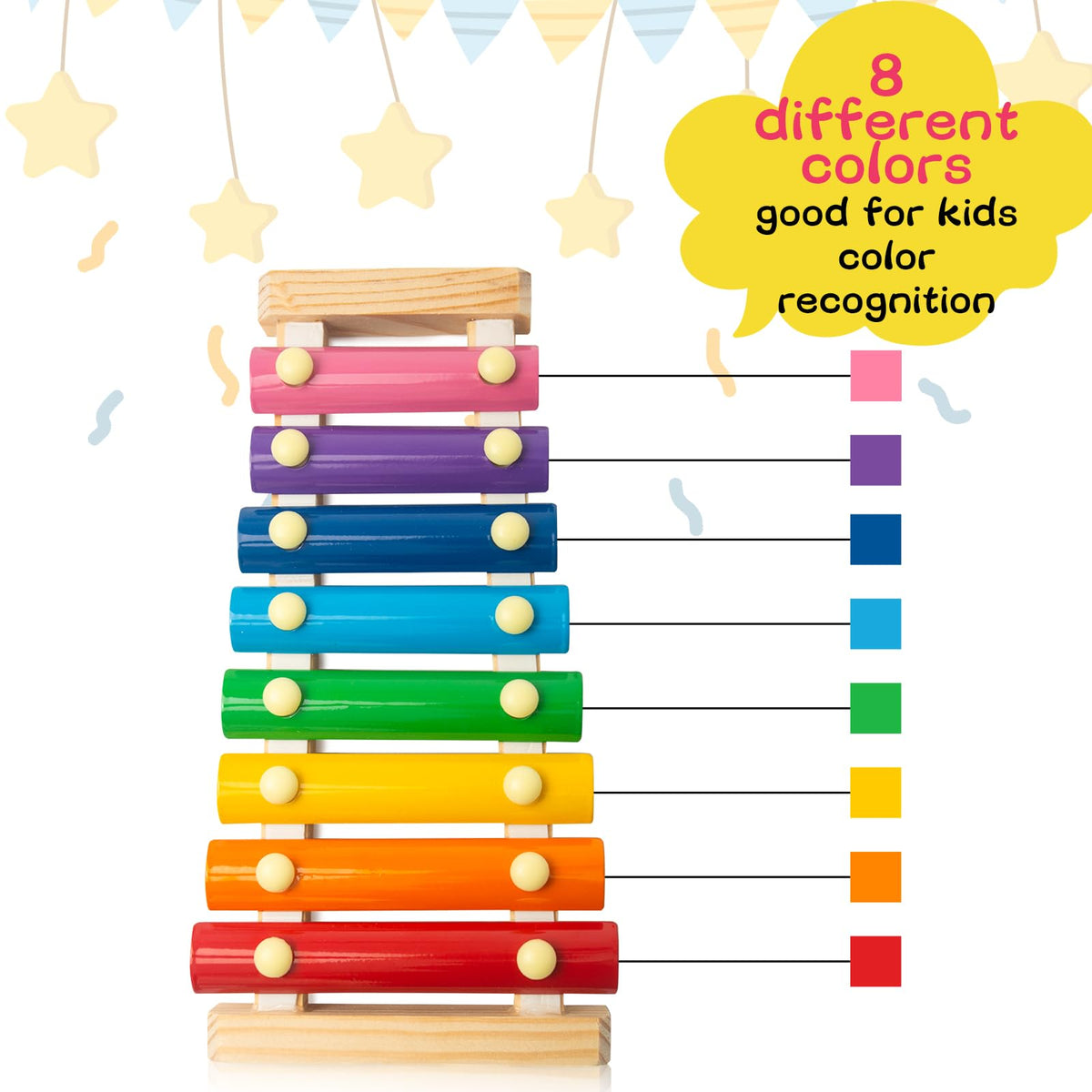 MCPINKY Xylophone for Kids with 2 Mallets, Wooden, Rainbow