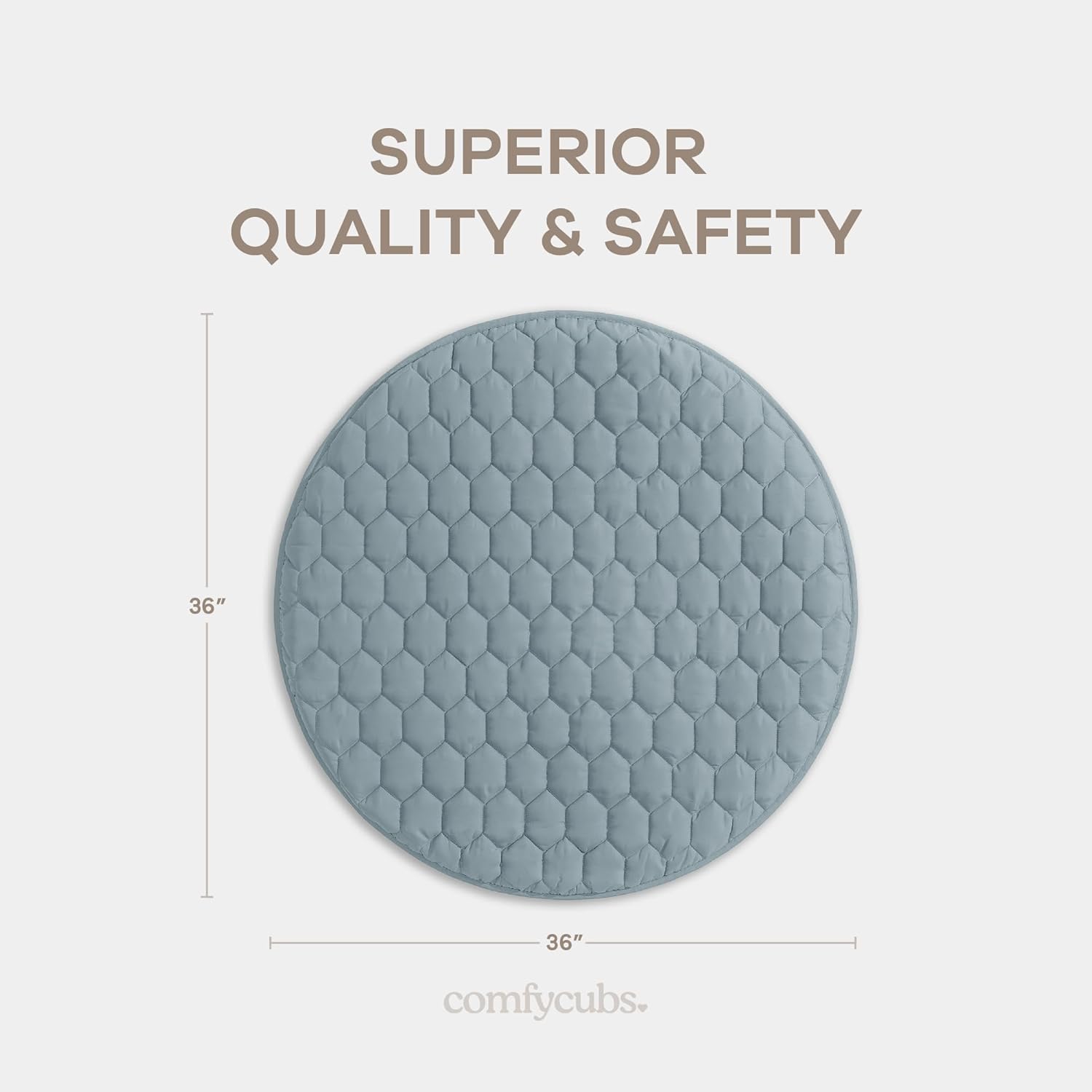 Comfy Cubs Round Kids Play Mat -Small 36 inches Soft Quilted Baby Floor Mat with Non-Slip Bottom