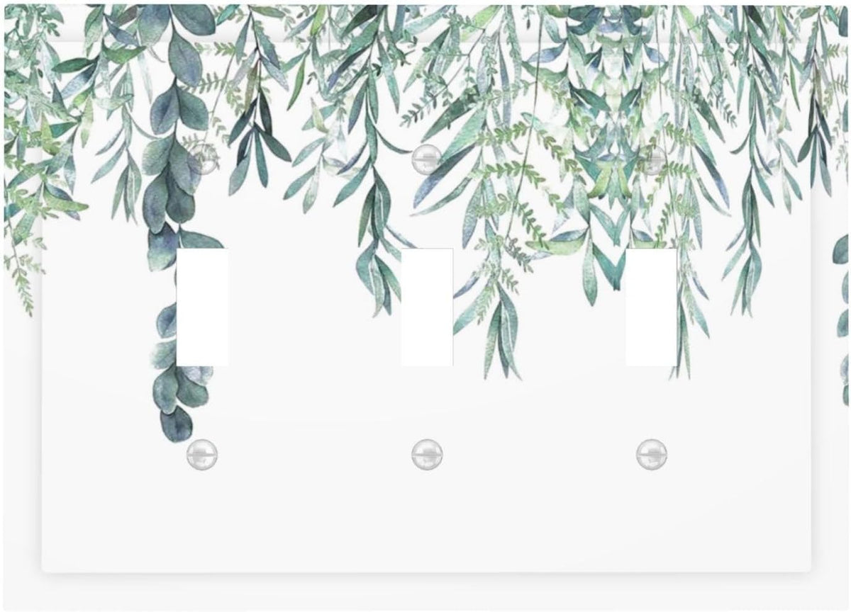 Eucalyptus Leaves Greenery Vine Flowers Simplicity Decorative Switch Plates 3 Gang Wall Plate