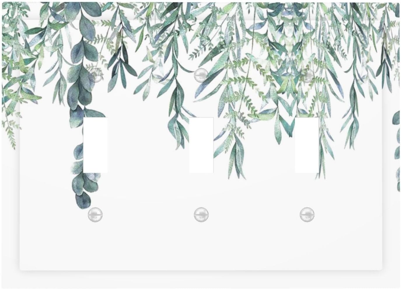 Eucalyptus Leaves Greenery Vine Flowers Simplicity Decorative Switch Plates 3 Gang Wall Plate