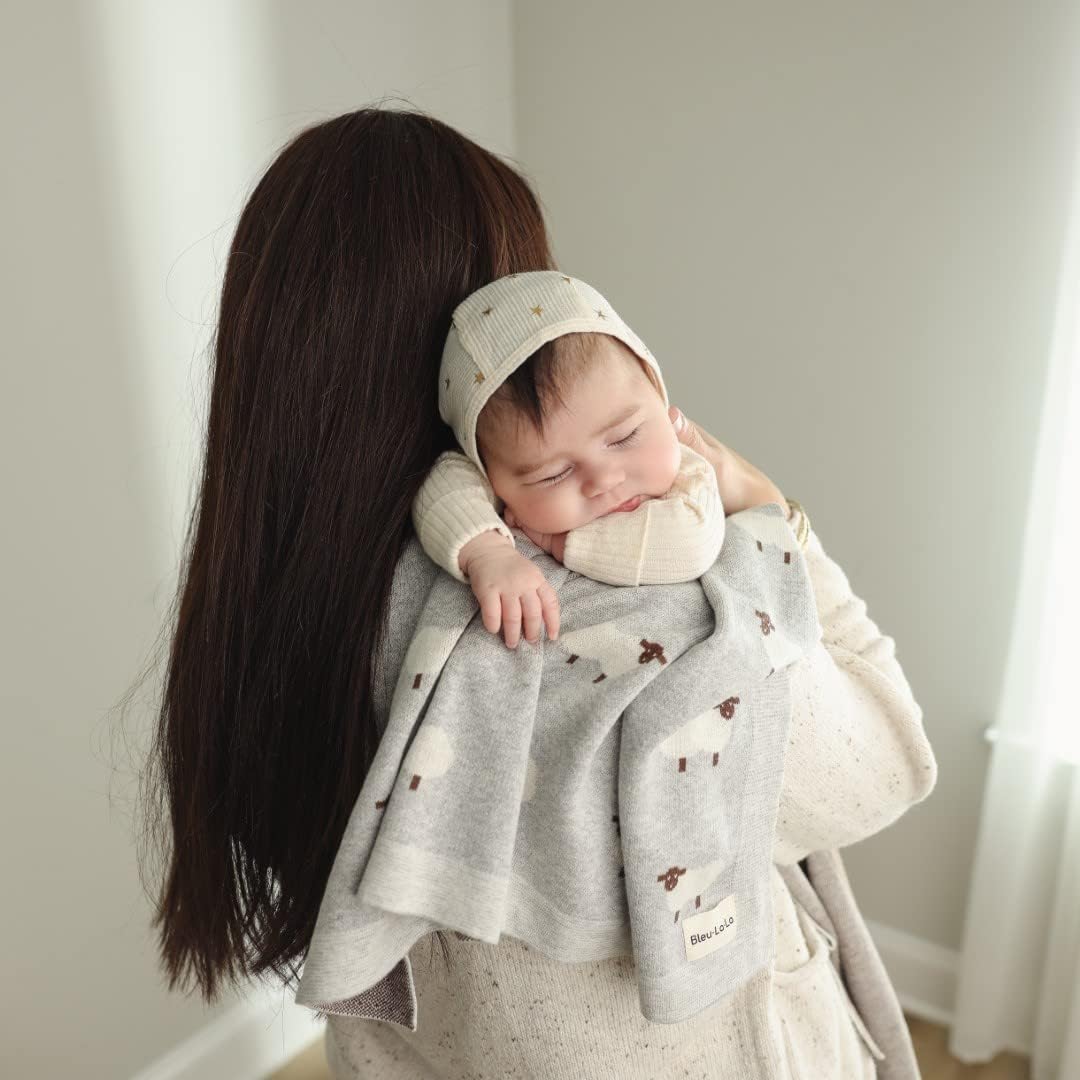 Knit Baby Swaddle Blanket - 100% Cotton Soft Cozy Lightweight Unisex Receiving Swaddling Crib