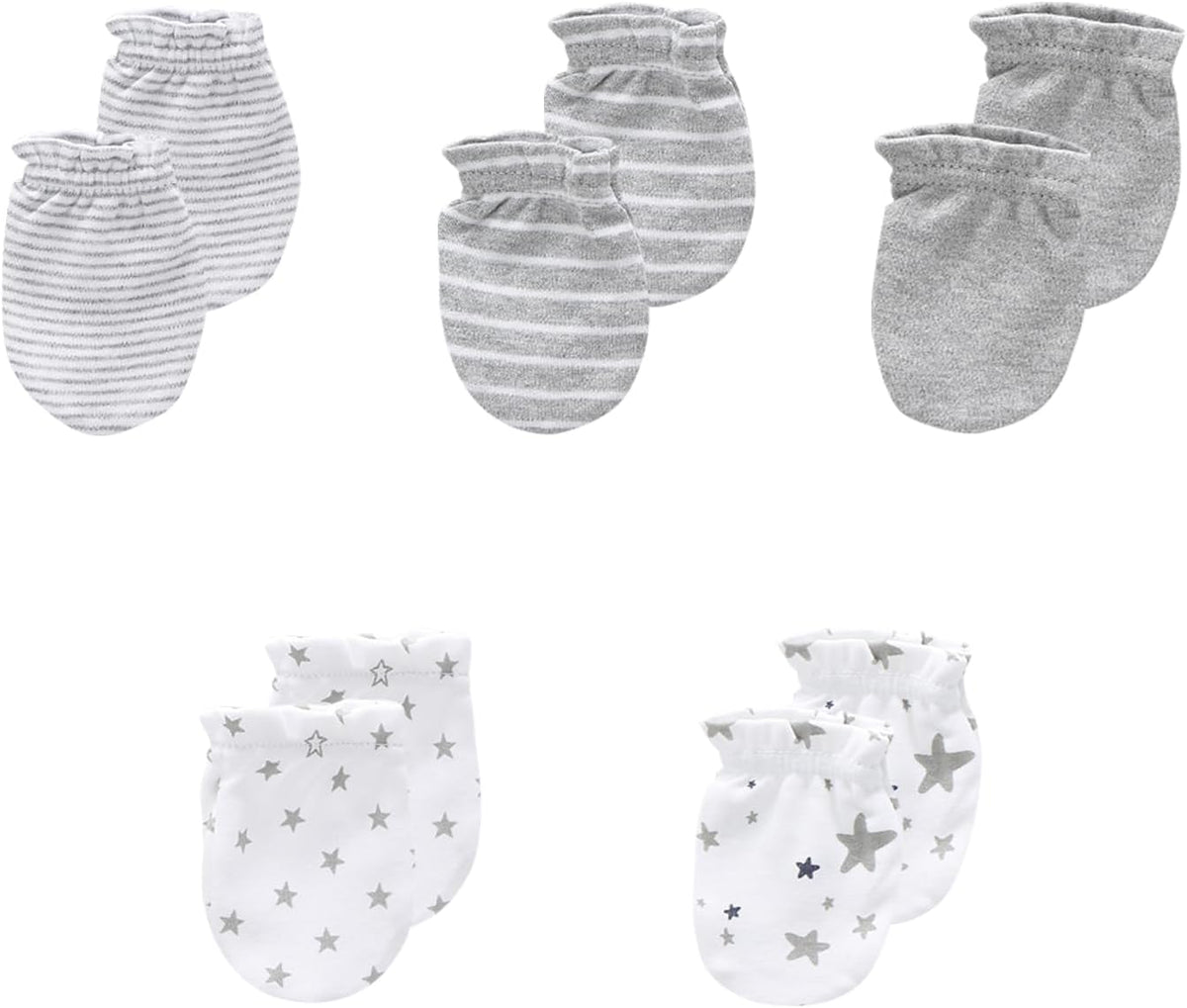 5 Pack Unisex New Born Boy Girls No Scratch Mittens Cotton Soft Baby Gloves Accessory 0-3 Months