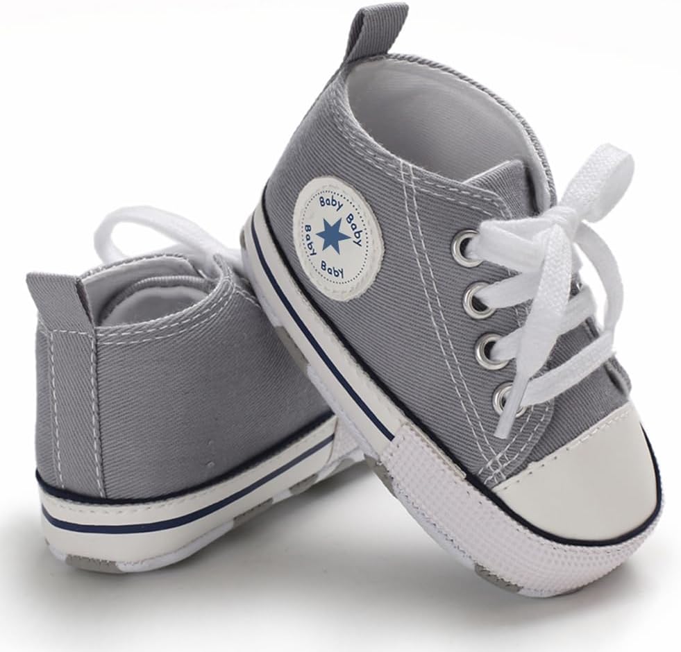Unisex Baby Girls Boys Canvas High-top Shoes, Newborn Infant Anti-Slip Soft Sole Frist Walking