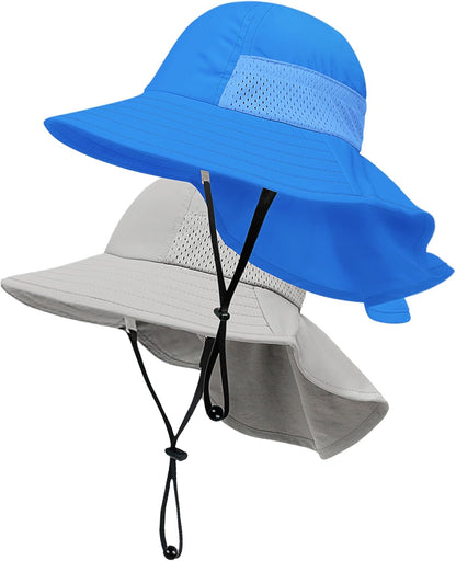 Toddler Baby Sun Hat Kids Summer UPF 50+ for Boys Girls Adjustable Beach Hats with Bucket Wide Brim