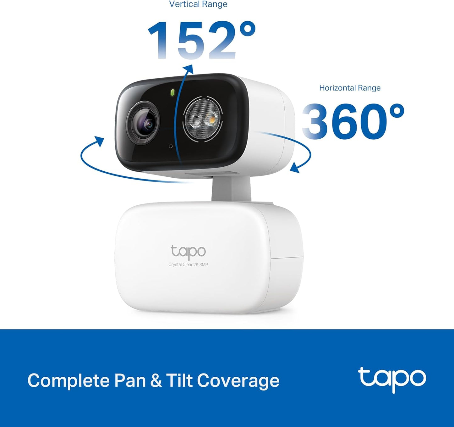 Tapo 2K 3MP Pan/Tilt Indoor/Outdoor Security Camera - Free Person/Baby Cry Detect & Motion Track