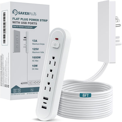 Outlet Concealer Power Strips (8ft (Multi Ports,AC,USB&Type-C))