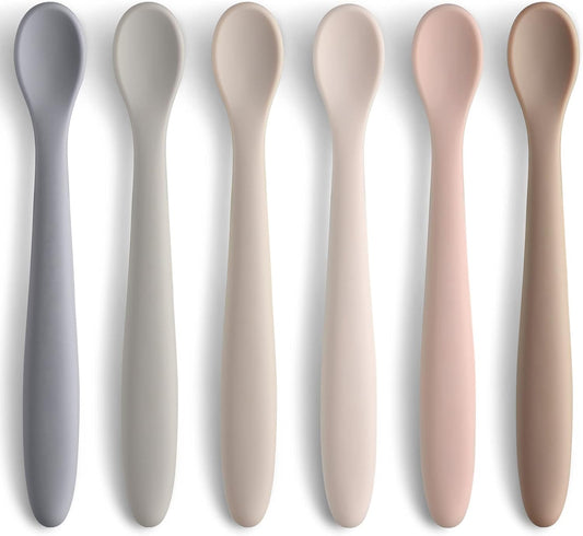NETANY Silicone Baby Feeding Spoons, First Stage Infant Soft-Tip Easy on Gums I Training Spoon Self