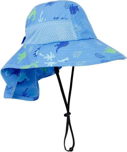 CHUNG Baby Sun Protection Hat Summer Toddler Adjustable UPF 50+ Wide Brim Neck Flap Beach Caps Boys
