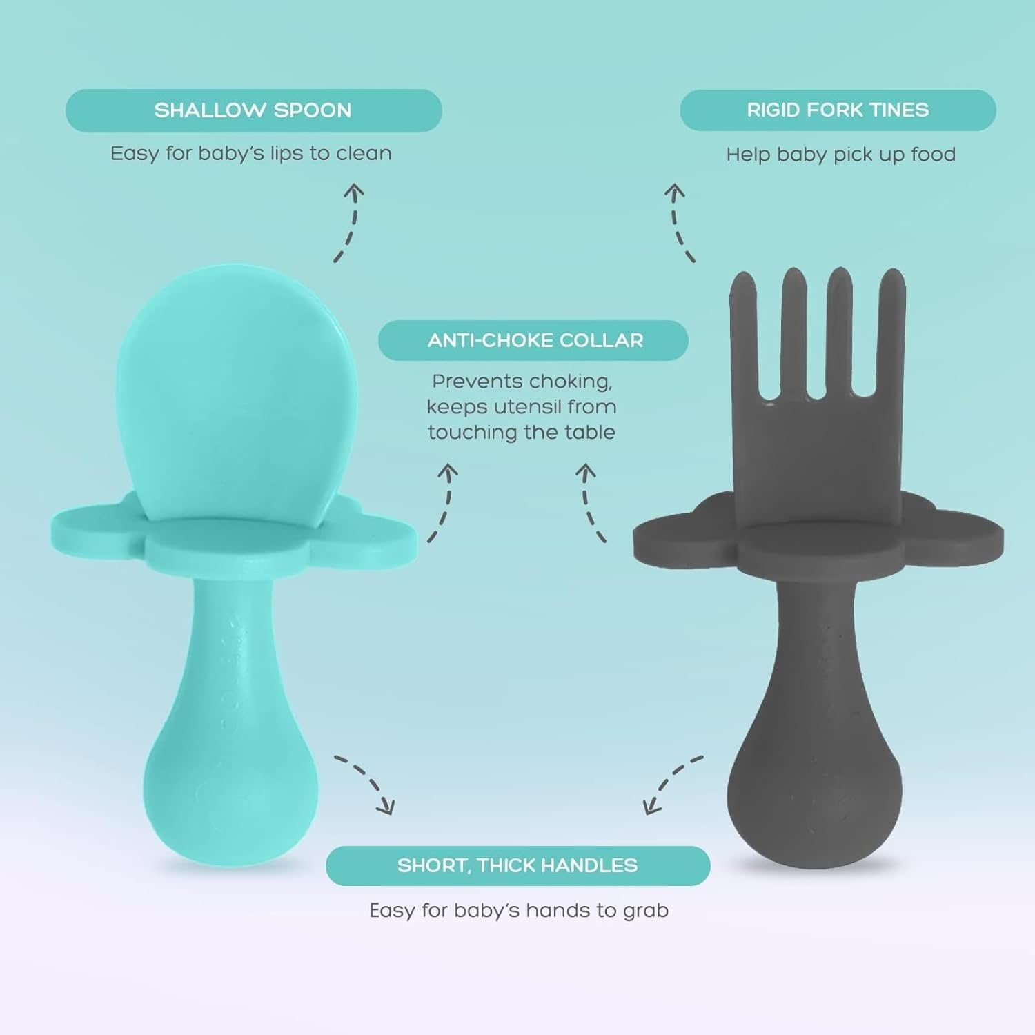 Grabease Baby Spoons and Forks Utensils for Toddlers Infants BPA-Free & Phthalate-Free Baby