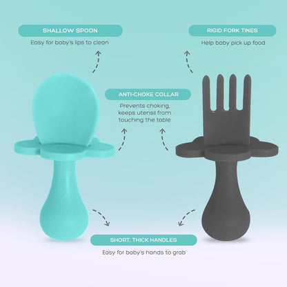 Grabease Baby Spoons and Forks Utensils for Toddlers Infants BPA-Free & Phthalate-Free Baby