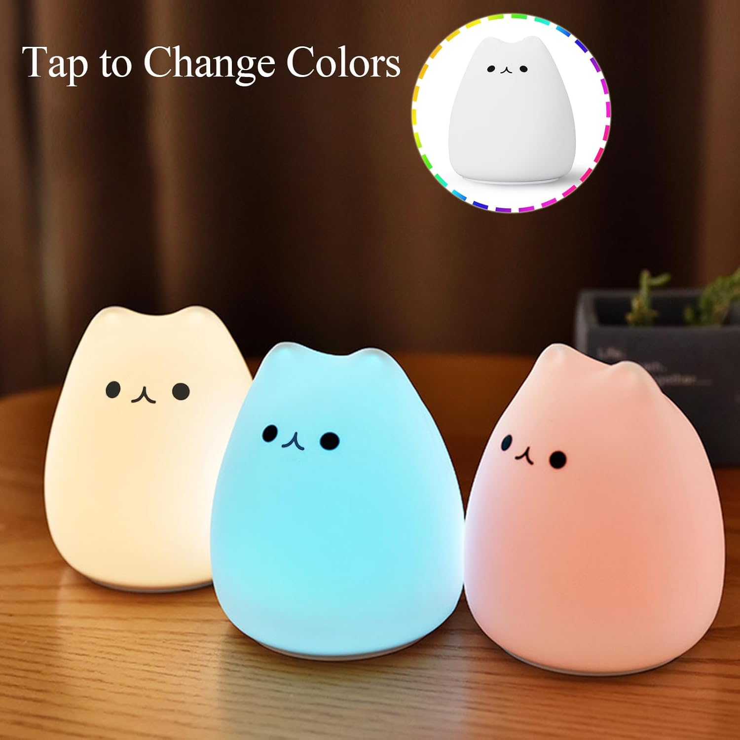 Cute Cat Lamp, Kitty Night Light for Girls Bedroom, Gifts for Women Teen Girls Kids Baby, Kawaii