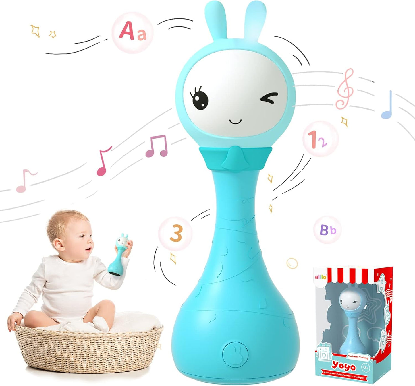 alilo Yoyo Talking Bunny Baby Singing Musical Rattle, Mimicking Toys Repeats What You Say