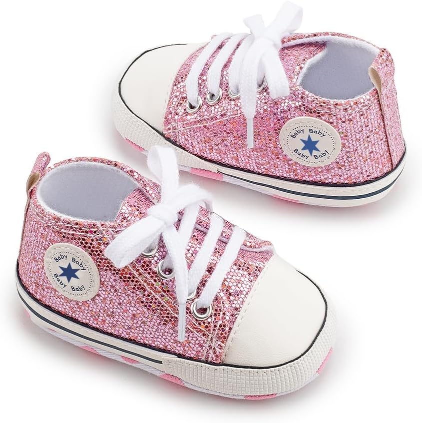 Unisex Baby Girls Boys Canvas High-top Shoes, Newborn Infant Anti-Slip Soft Sole Frist Walking