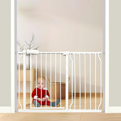 Extra Wide Baby Gate - 43.3-48 Inch Tension Mounted Safety Child & Pet Gate - White Metal - Walk