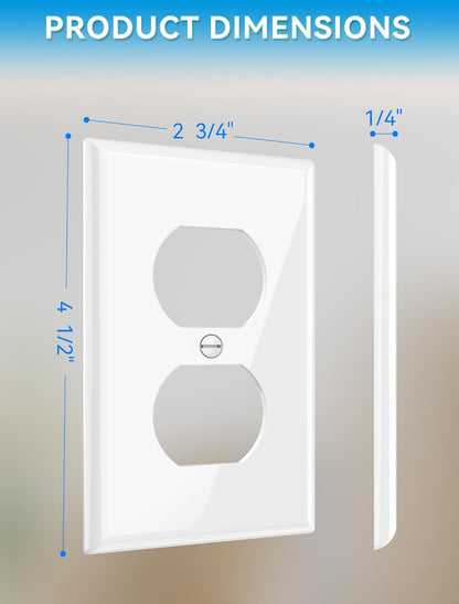 10-Pack Unbreakable 1-Gang Standard Size Duplex Receptacle Wall Plates – Durable Polycarbonate