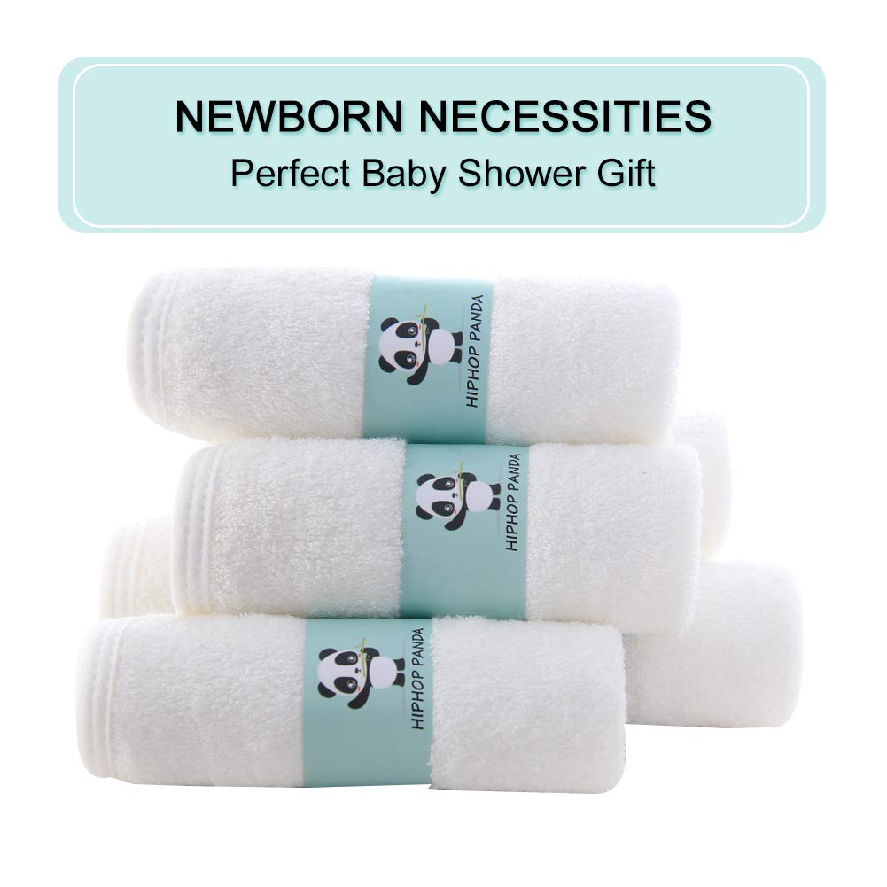 HIPHOP PANDA Baby Washcloths, Rayon Made from Bamboo - 2 Layer Ultra Soft Absorbent Newborn Bath