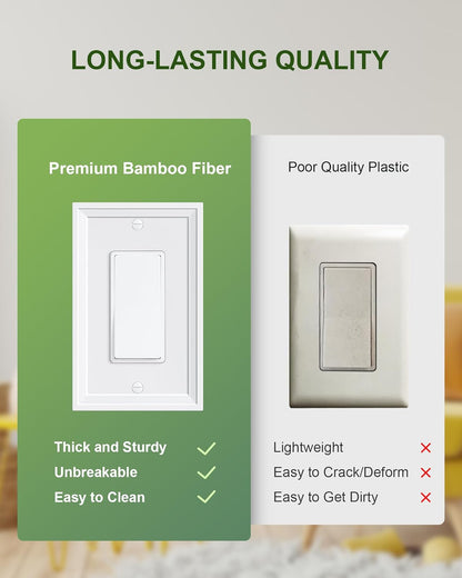 4-Pack Decorator Outlet Cover Plate, White Decorative Switch Plates and Outlet Covers, Natural