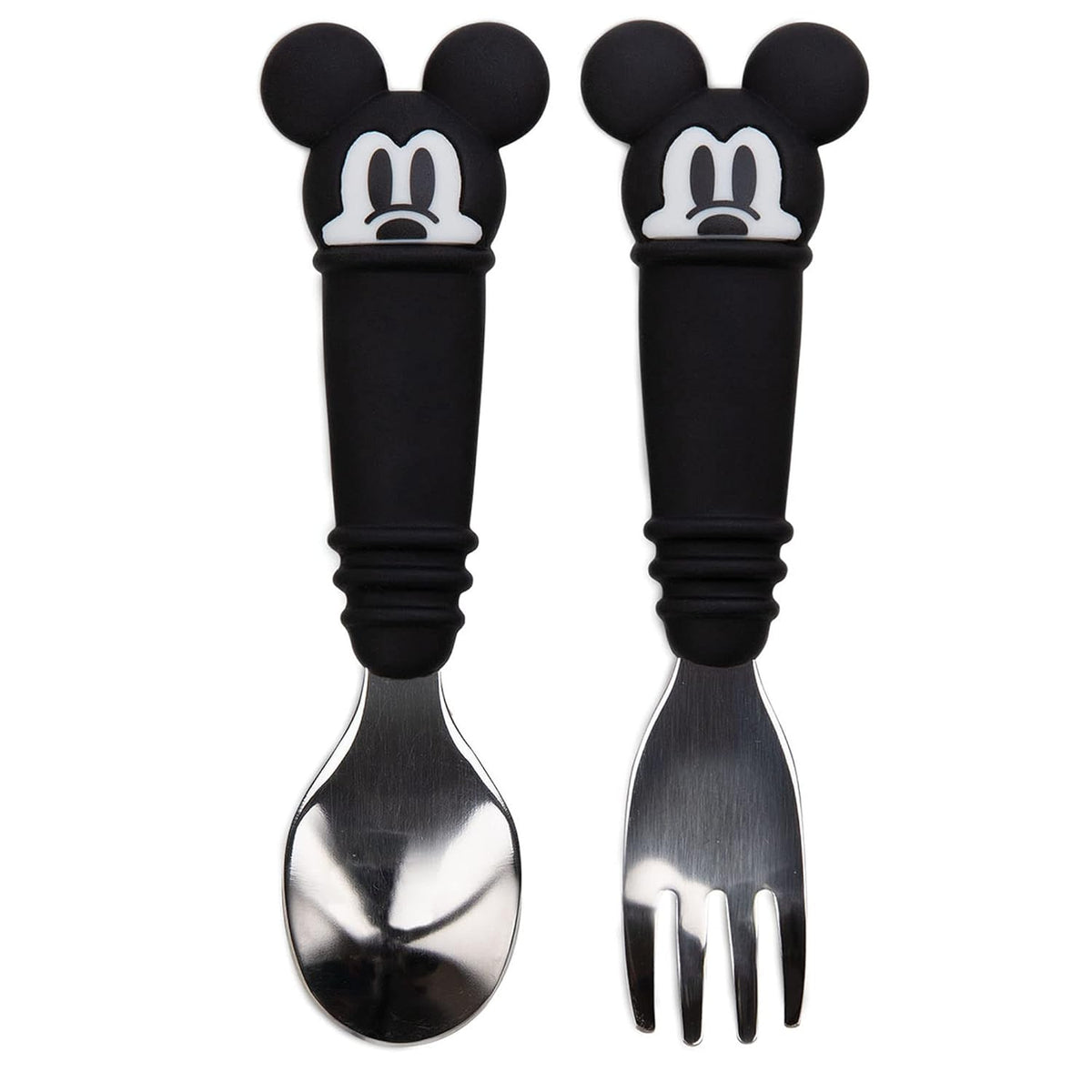 Bumkins Disney Toddler Utensils, Kids Size Fork and Spoon Set, Silicone and Stainless-Steel