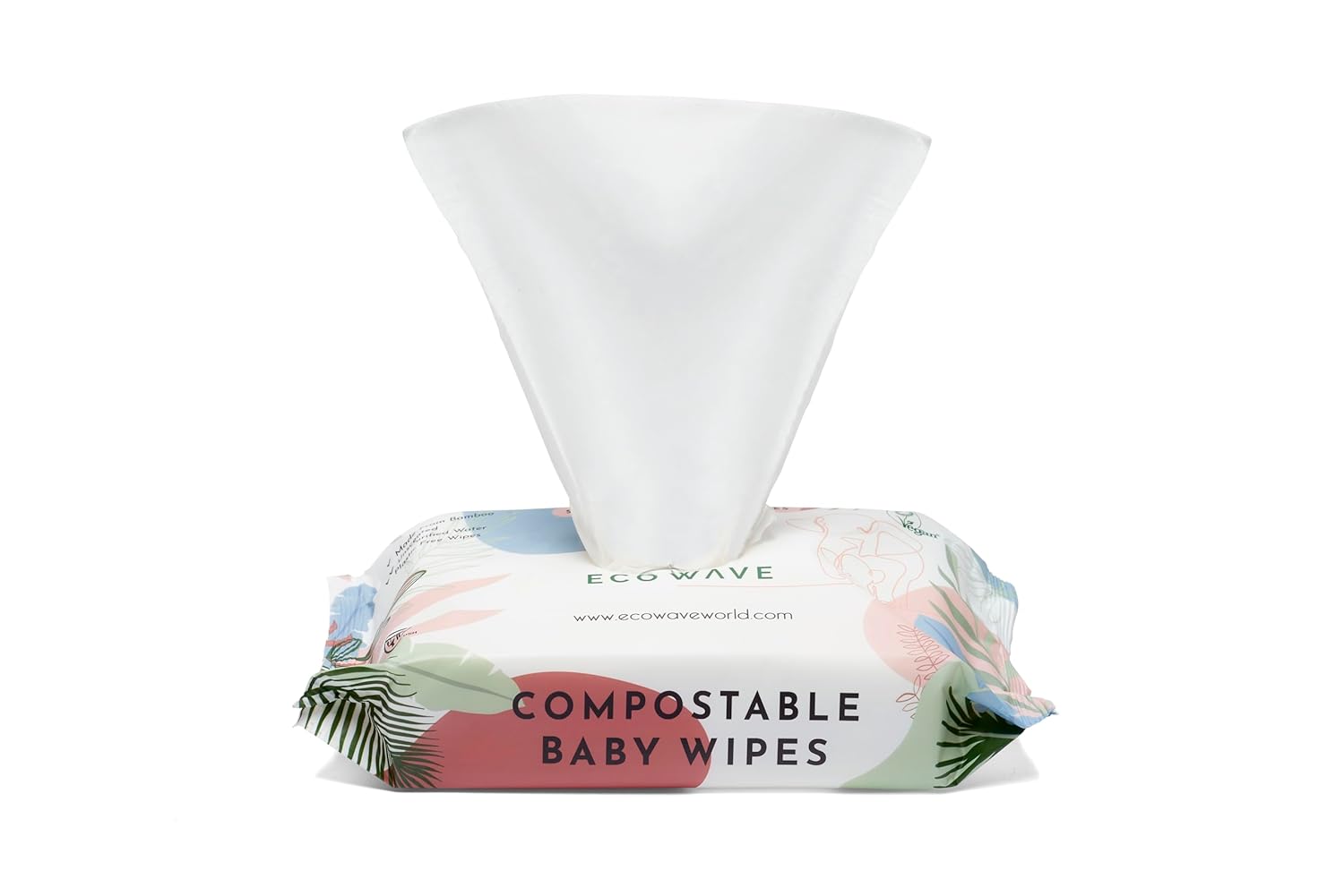 Eco Wave Baby Wipes, 100% Compostable Eco-Friendly Bamboo Wipes, Unscented, Hypoallergenic, Vegan