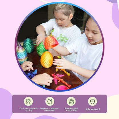 7" 3D Printed Dragon with Wings in Egg, Easter Basket Stuffers, Crystal Dragon Surprise in Eggs