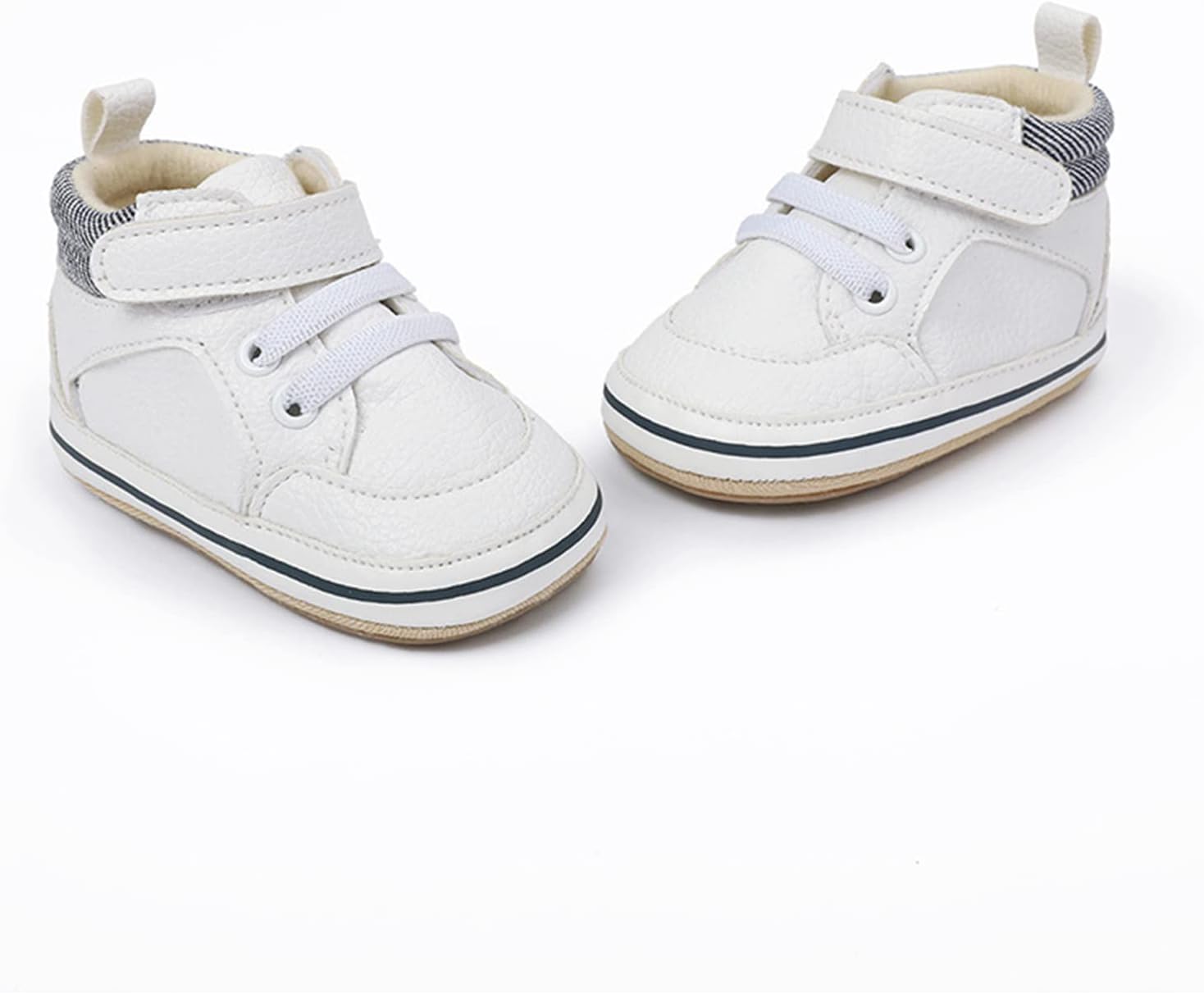 SOFMUO Baby Boys Girls High Top Ankle PU Leather Sneakers Soft Rubber Sole Infant Moccasins Newborn