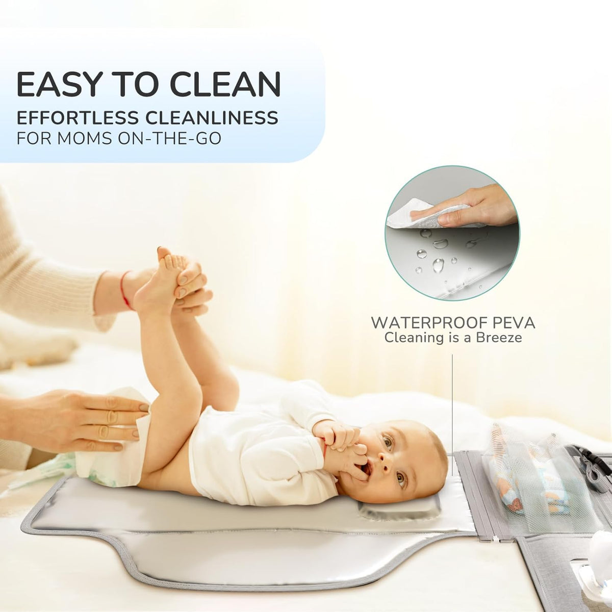 Portable Diaper Changing Pad for Baby, Detachable Travel Changing Pad with Baby Wipes Pocket, Gifts