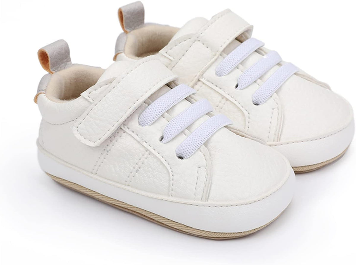 SOFMUO Baby Boys Girls High Top Ankle PU Leather Sneakers Soft Rubber Sole Infant Moccasins Newborn