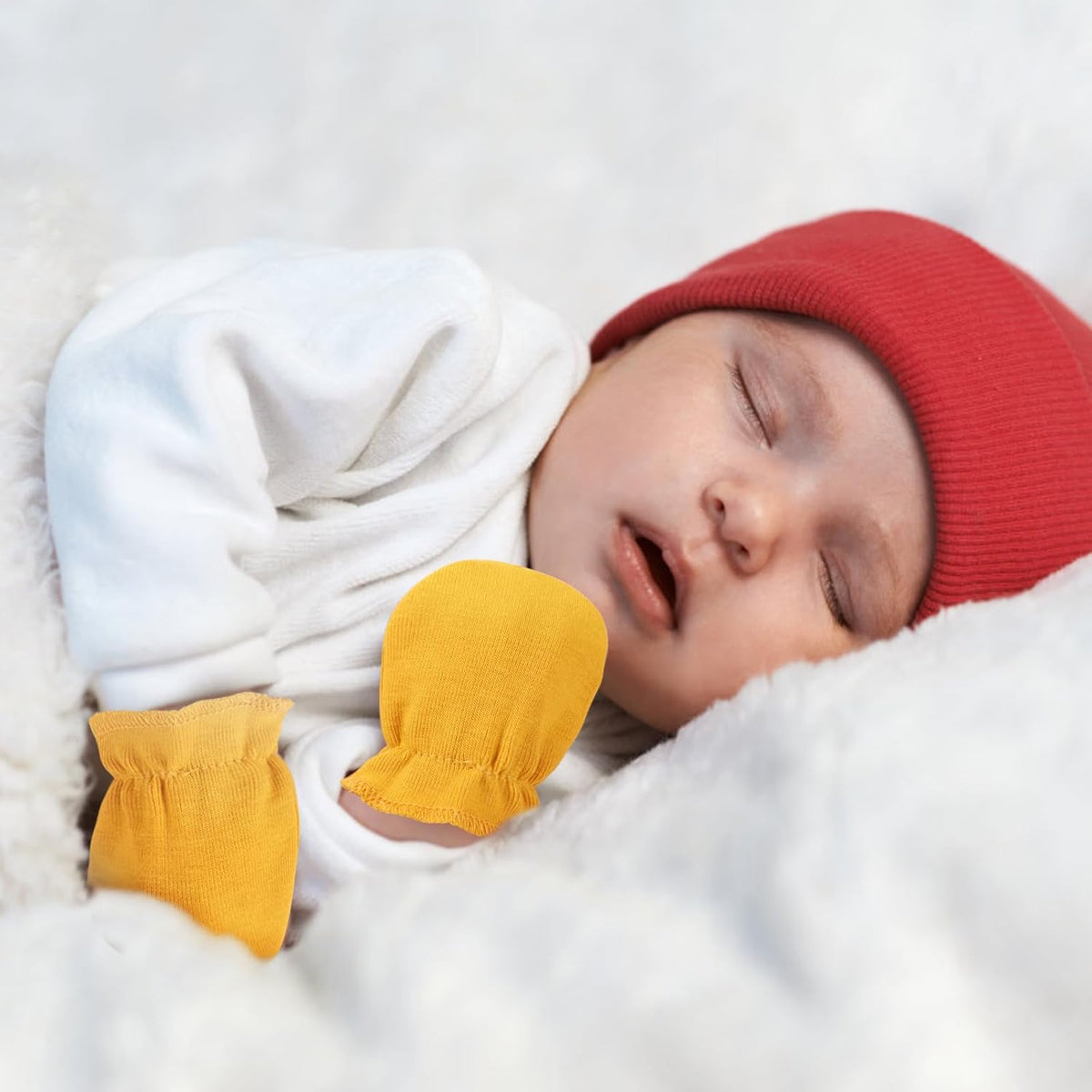 Newborn Baby Mittens No Scratch Cotton Elastic Wrist Gloves Infant Toddler Mittens for Baby Boy