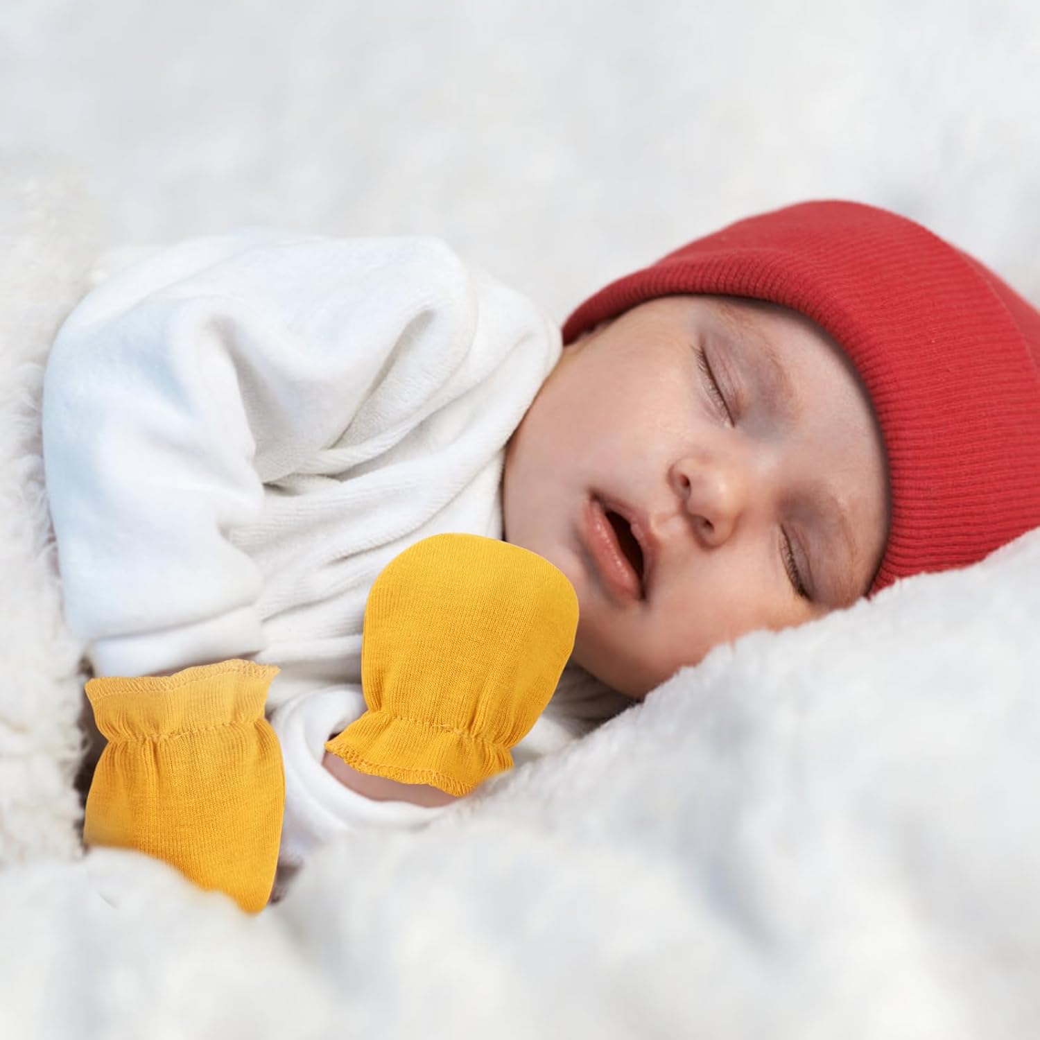 BQUBO Newborn Infant Toddler Mittens No Scratch Cotton Elastic Wrist Gloves Hypoallergenic for 0-6