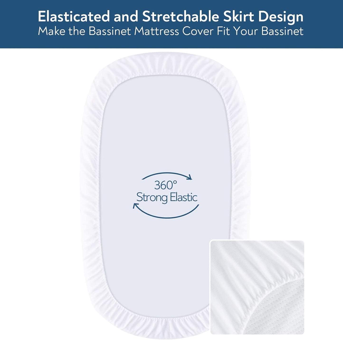 Bassinet Mattress Pad Cover 32" x 16" - Fit for Dream On Me Karley(Plus), Delta Children Deluxe