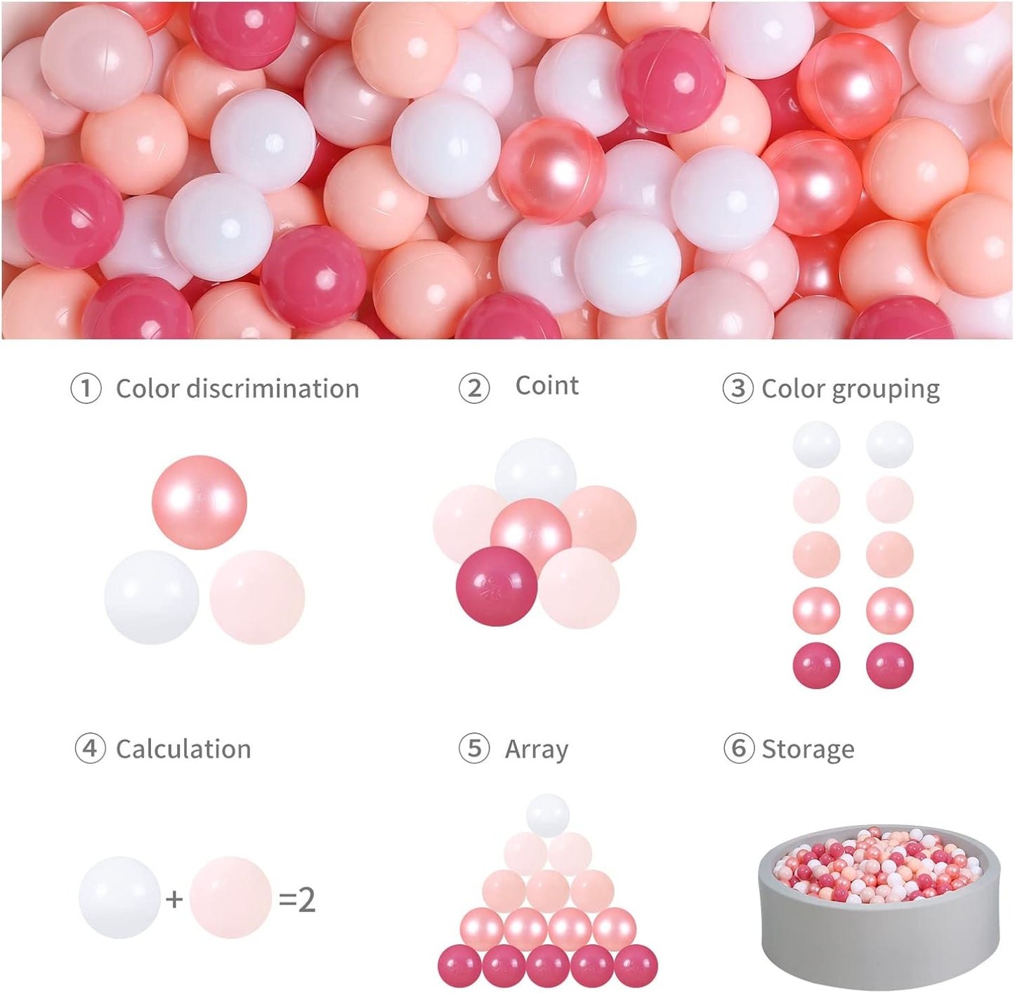 GOGOSO Ball Pits Balls for Toddlers Pack of 50 100 200 Plastics Shape Ball Non-Phthalate Non-BPA