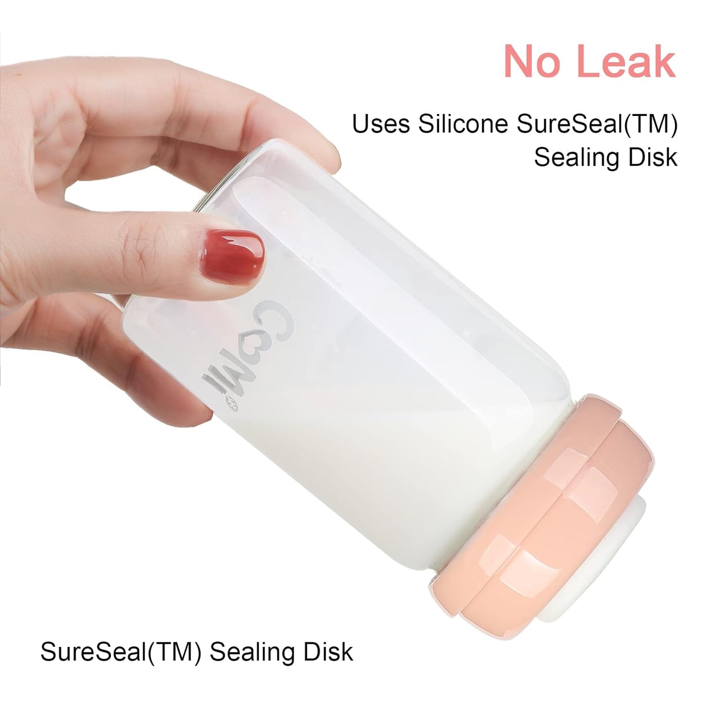 COMI Wide Neck Glass Breastmilk Collection n Storage Bottle, 6oz with Screw Ring Sealing Disk;