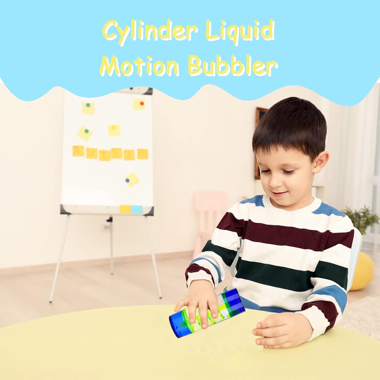 Liquid Motion Bubbler,1 Pack Cylinder Liquid Timer for Sensory Play,Calming Relaxing Fidget Water