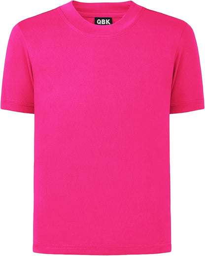 QBK 2T to Youth Neon Shirt Kids UPF 50+ Dry Fit Athletic Short Sleeve Rash Guard T Shirts for Boys