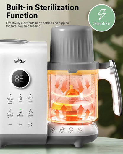 Bear Baby Food Maker Steamer&Blender with Dual-Layer Steam Baskets, 18.5oz