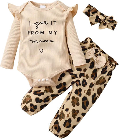 Newborn Baby Girl Clothes, Infant Girl Outfits Long Sleeve Ruffle Romper + Floral Pants + Headband