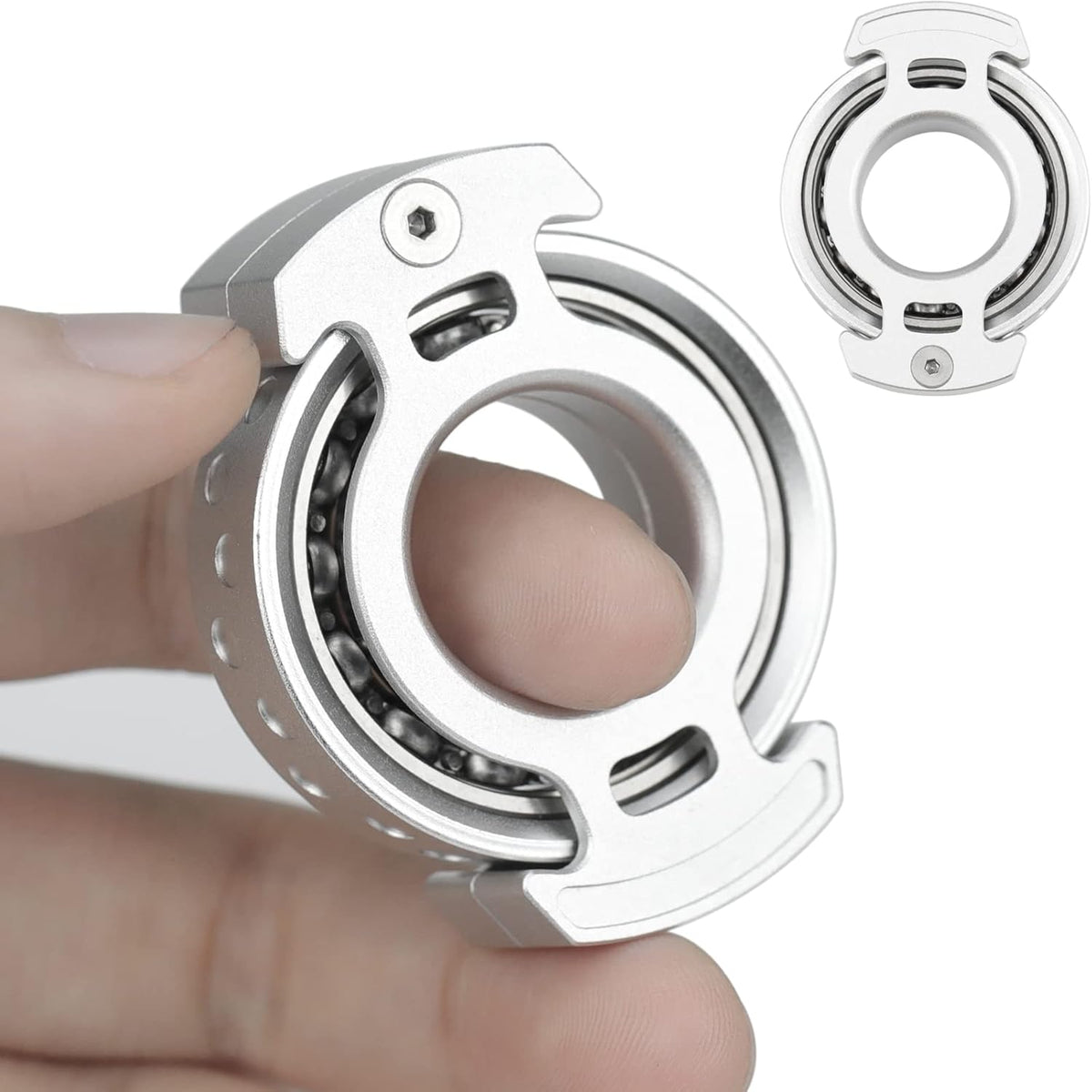 FREELOVE Ring Fidget Spinner for Adults, Men Finger Haptic Roller, Small Metal Clicker Toys, Ball