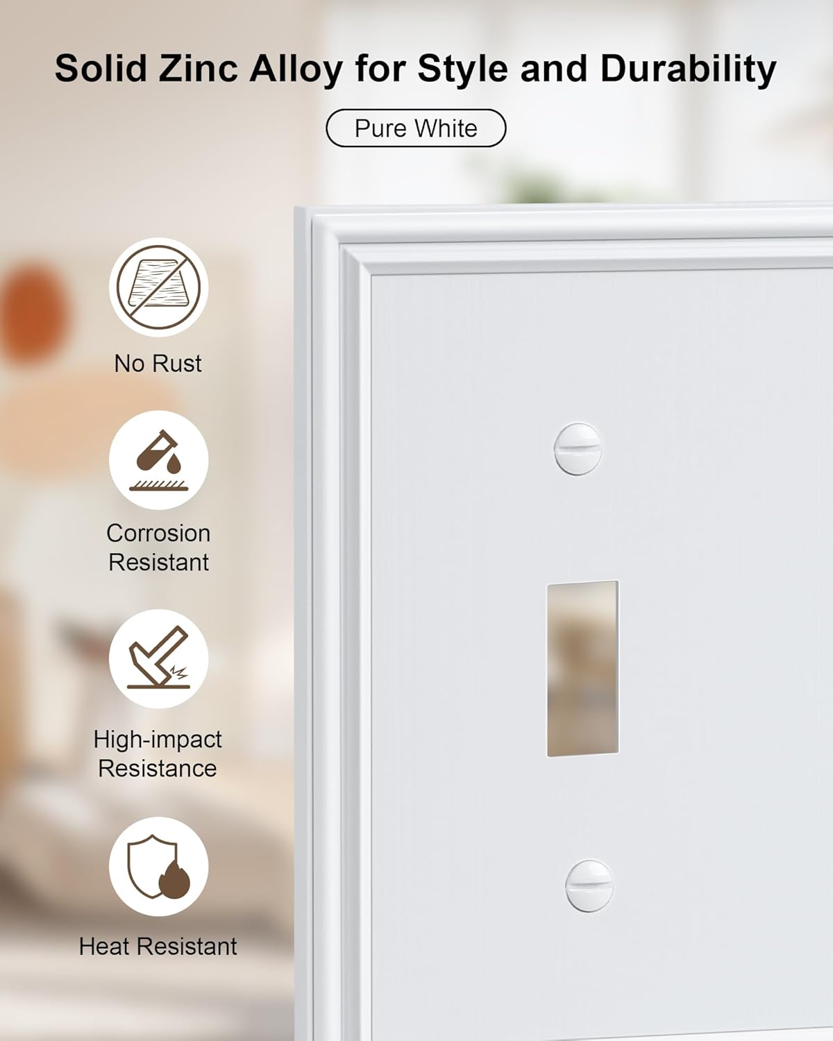 2-Pack Triple Toggle Light Switch Cover Plate, Durable Solid Zinc Alloy Decorative Switch Plate