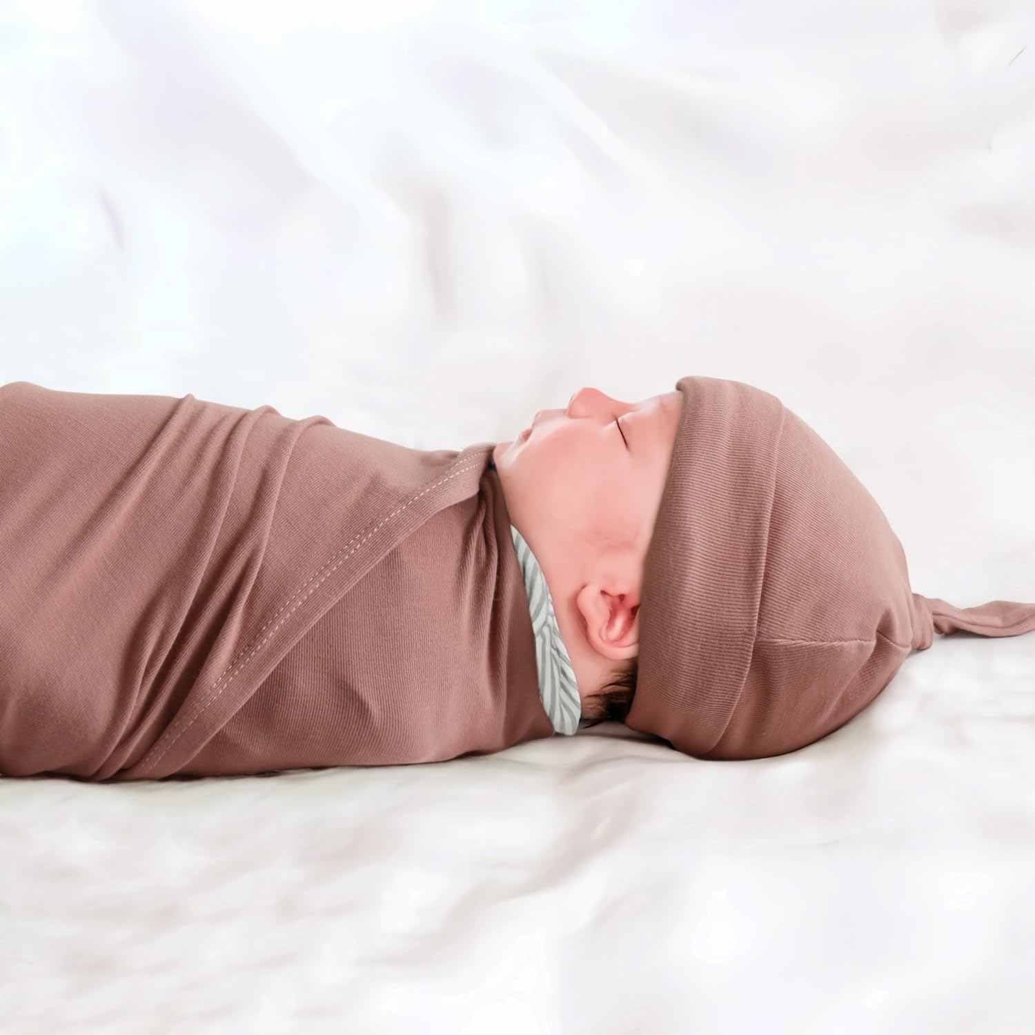 GRSSDER Newborn Swaddle Blanket, Ultra Soft Jersey Receiving Blanket with Matching Headband and
