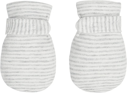 Newborn Baby No Scratch Mittens Stay On, 100% Cotton Breathable, Adjustable Infant Gloves for Baby