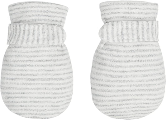 Newborn Baby No Scratch Mittens Stay On, 100% Cotton Breathable, Adjustable Infant Gloves for Baby