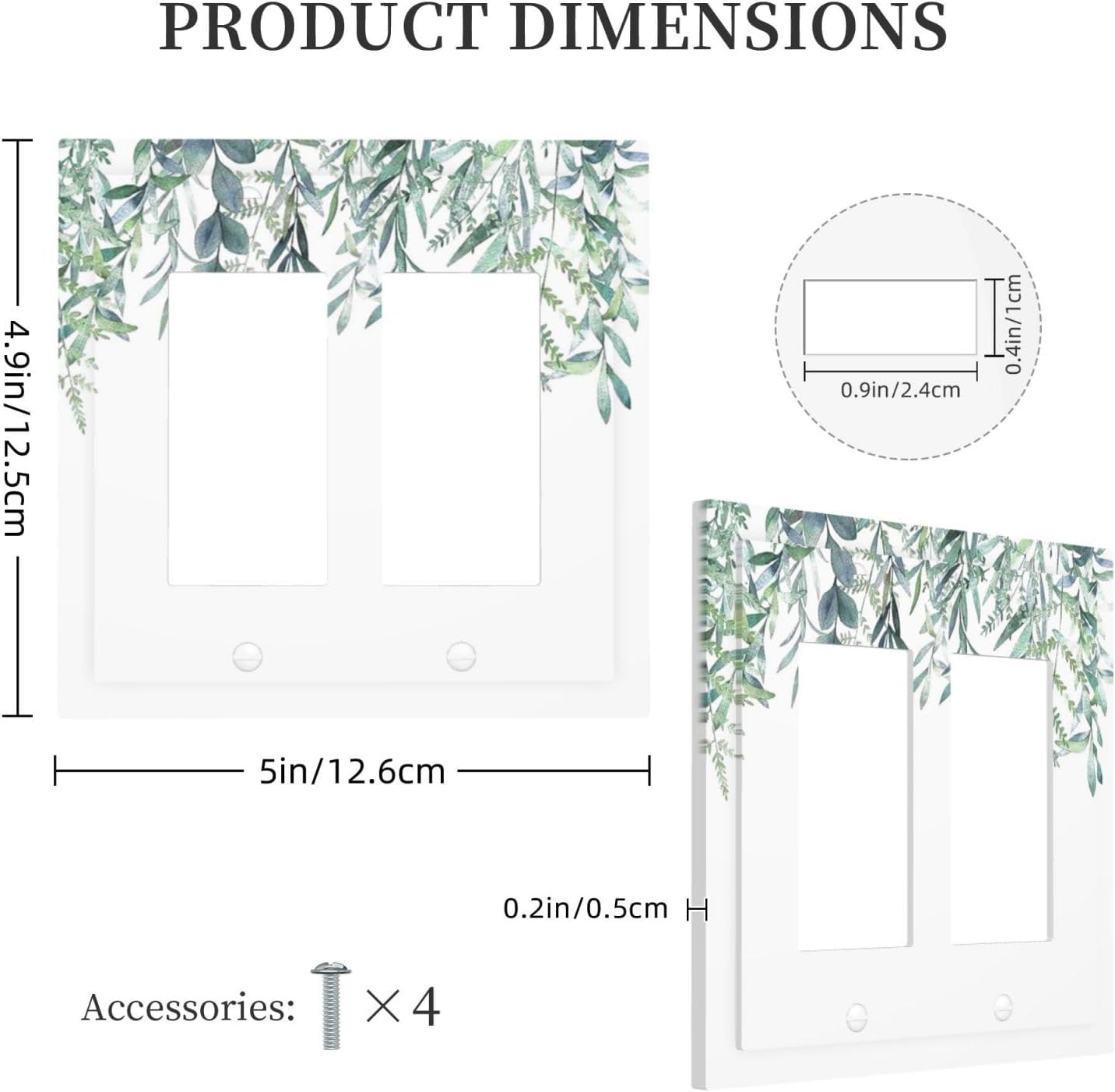 Eucalyptus Leaves Greenery Vine Flowers Simplicity Decorative Outlet Covers 2 Gang Double GFCI