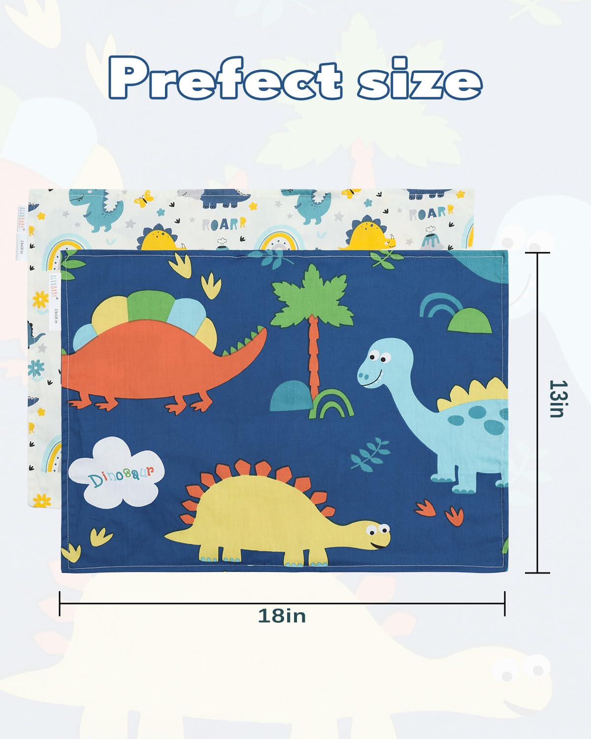 ALVABABY Toddler Pillowcases 2 Pack Organic Cotton Kids Pillow Cover Fit 13"x 18" or 12"x16"