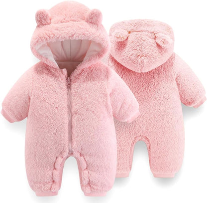 UVIPC Baby Newborn Bear Outfit Fleece Snowsuit Winter Clothes Hooded Jumpsuit Romper for Baby boy
