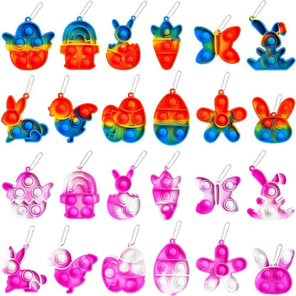 24Pcs Easter Pop Fidget Toys, Mini Easter Simple Pop Fidget Toys for Kids Boys Girls Toddlers